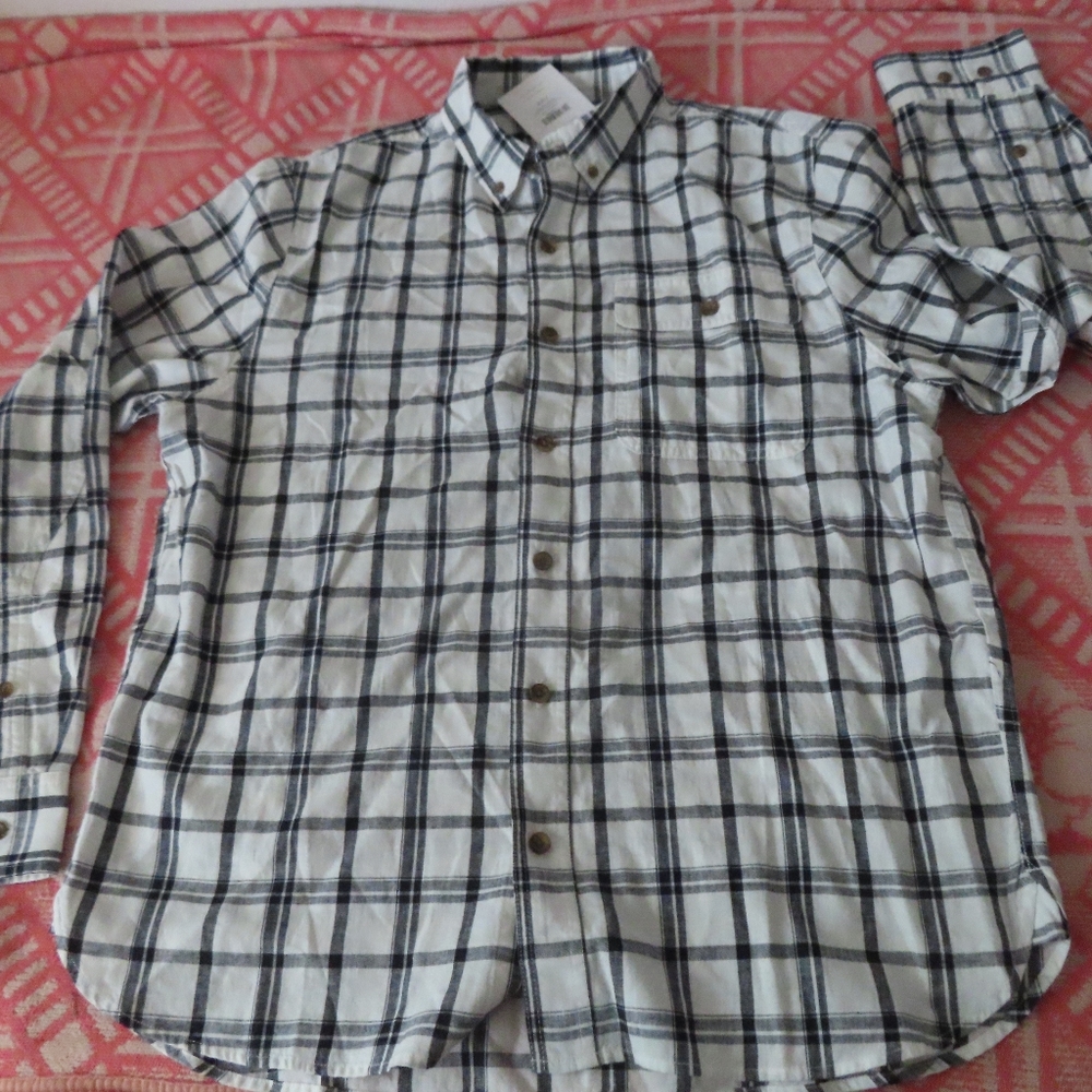 BEST MADE CO Men's standard indigo plaid shirt button up L NWT